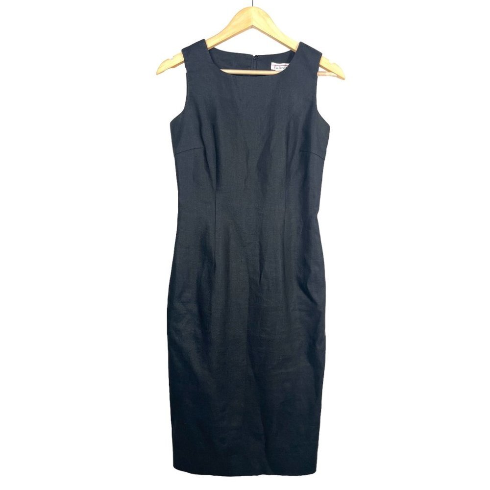 VTG Talbots 100% linen sheath dress classic black sz 6